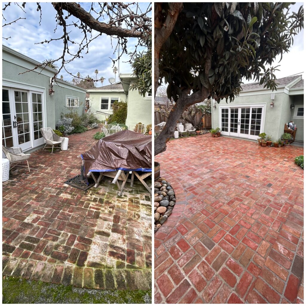 Before and after of a pressure washing job in san jose